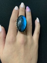 BAGUE LABRADORITE ET ARGENT